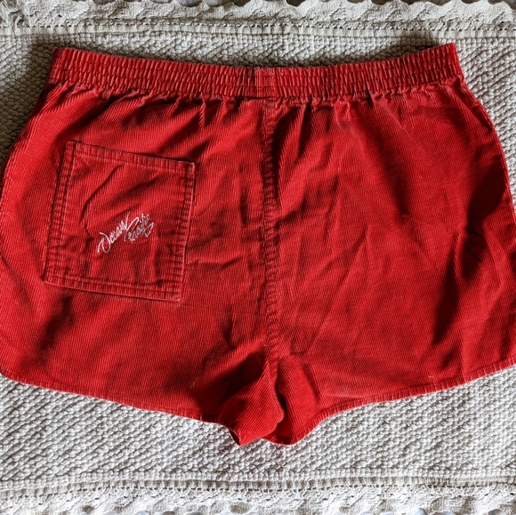 Rare Vintage Op/Ocean Pacific Orange Corduroy Dolphin/Track Shorts, Size Medium - Picture 5 of 7
